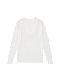 V-neck jumper in wool and cashmere - Off-white