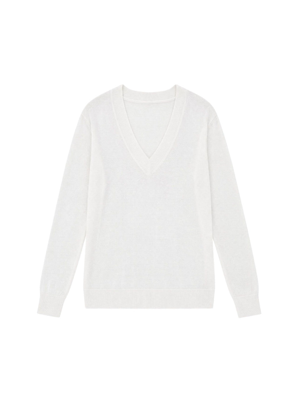 V-neck jumper in wool and cashmere - Off-white