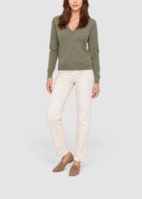V-neck jumper in wool and cashmere - Sage