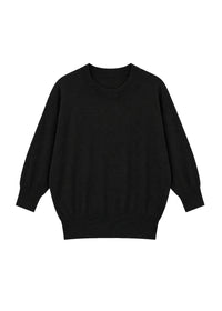 Boxy jumper with a round neck - Black