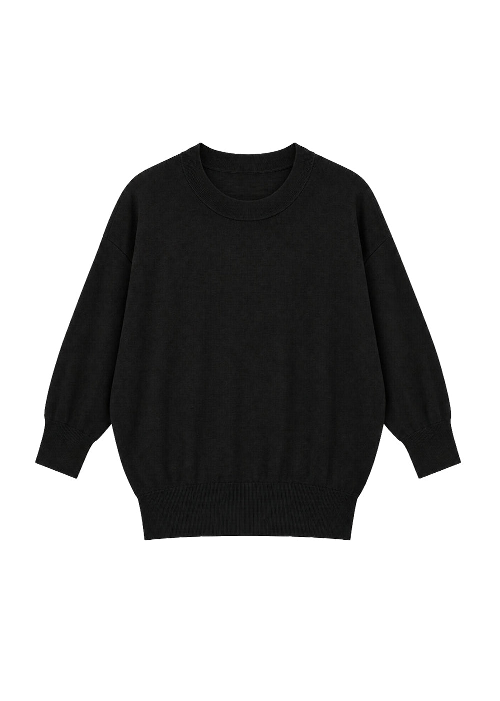 Boxy jumper with a round neck - Black