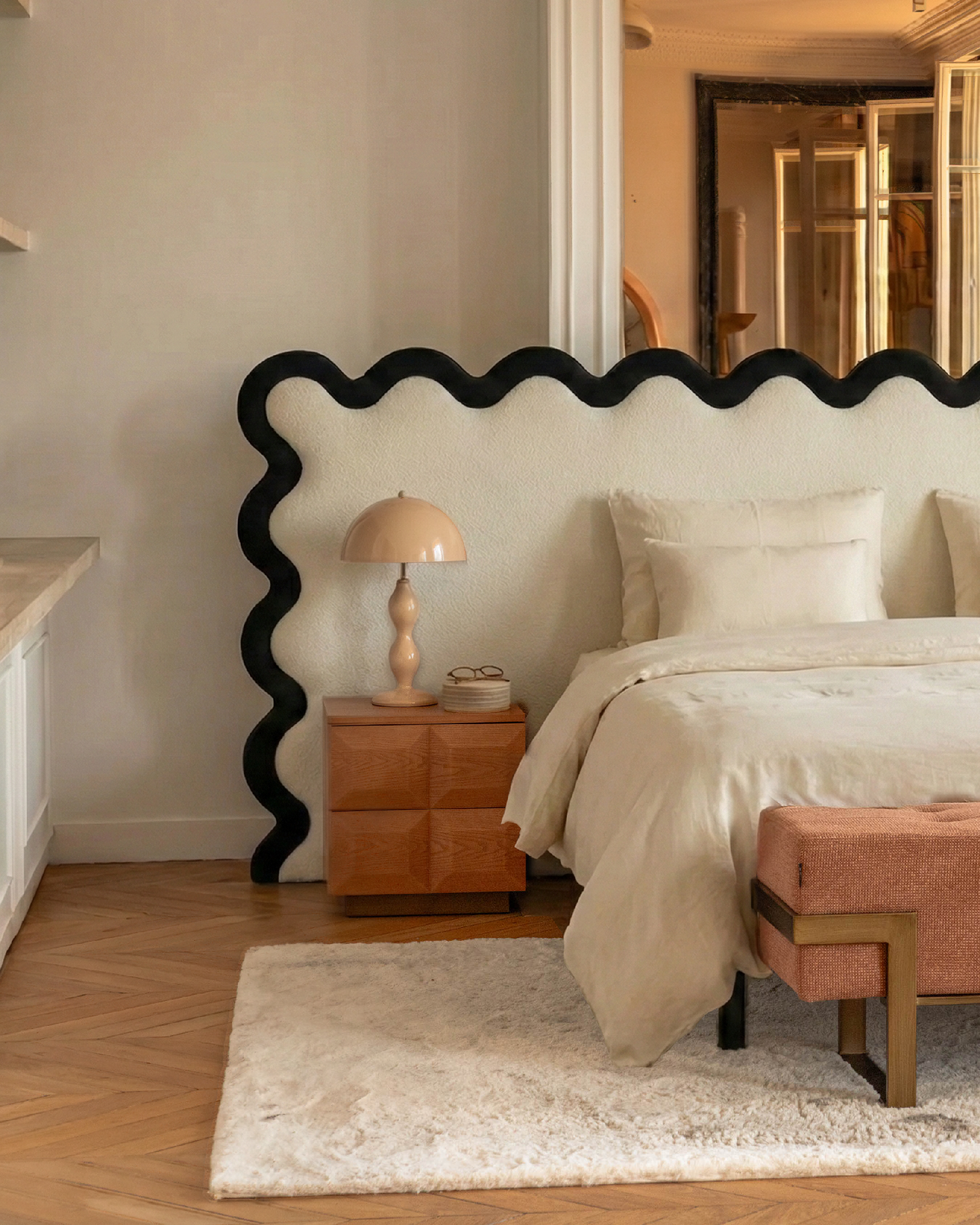 Tête de lit Aria - Ecru peluche