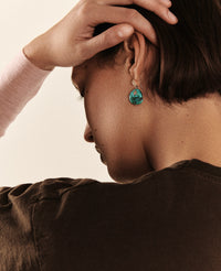 Mono boucle d'oreille Arles en or jaune sertie de diamant - Diamant & Turquoise