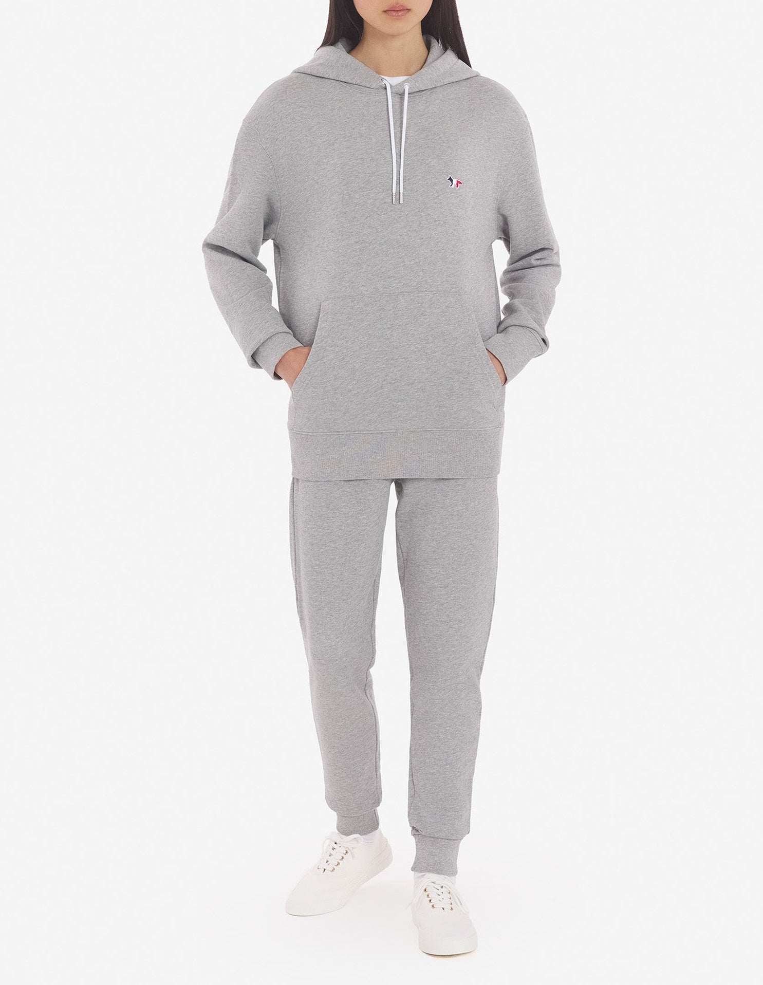 Sweat à capuche Fox avec écusson - Grey Melange
