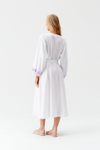 Caftan Audrey ceinturé - White Lavender