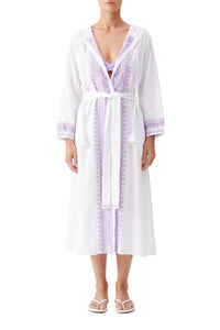 Caftan Audrey ceinturé - White Lavender