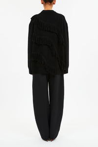 Pull Ina oversize à franges en laine - Noir