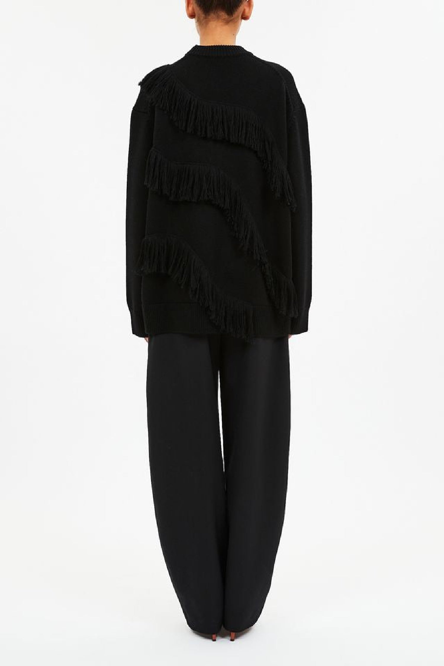 Pull Ina oversize à franges en laine - Noir