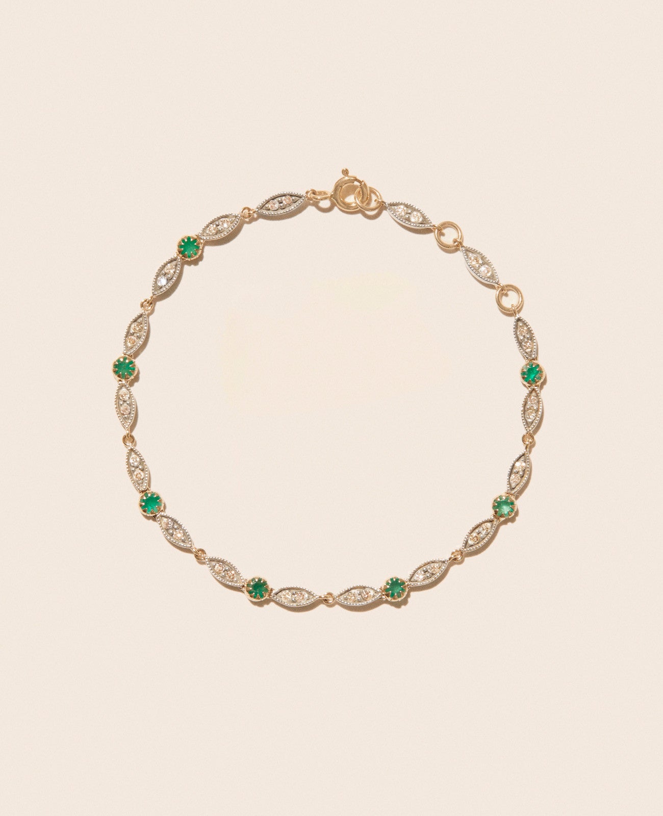 Ava bracelet in yellow gold and silver set with diamonds - Emerald & Diamond
