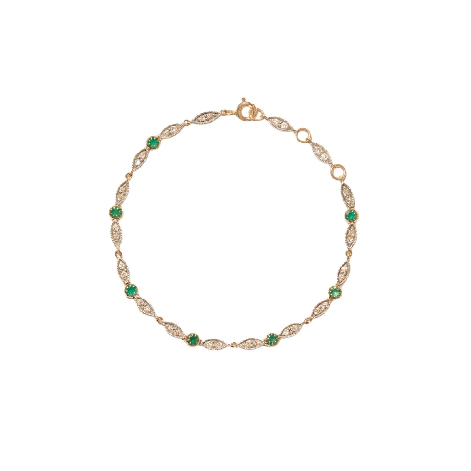 Ava bracelet in yellow gold and silver set with diamonds - Emerald & Diamond