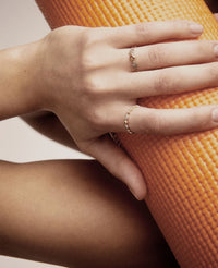 Ava N°1 ring in yellow gold and silver with diamond - Pink sapphire