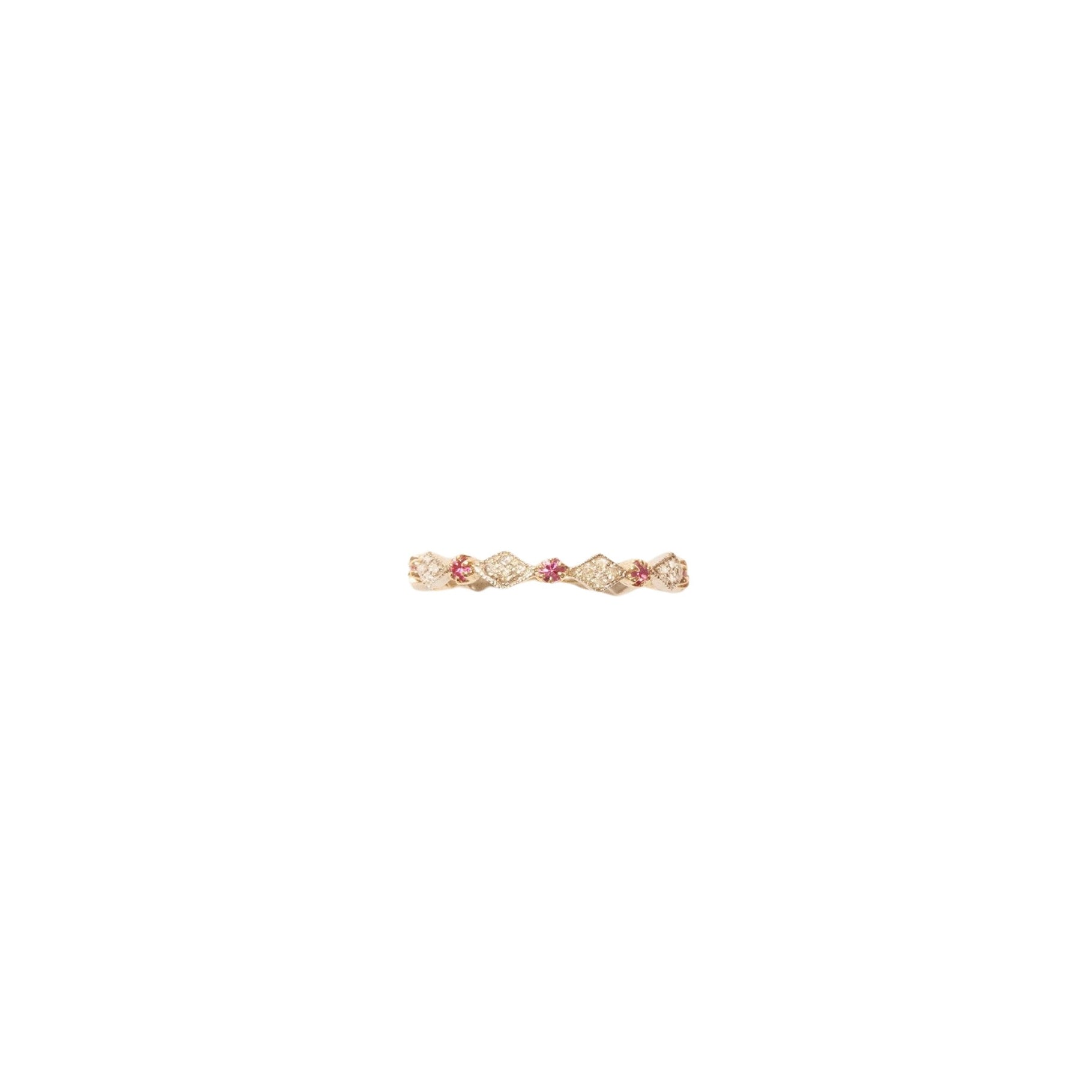 Ava N°1 ring in yellow gold and silver with diamond - Pink sapphire