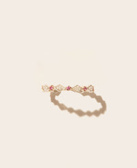 Ava N°1 ring in yellow gold and silver with diamond - Pink sapphire