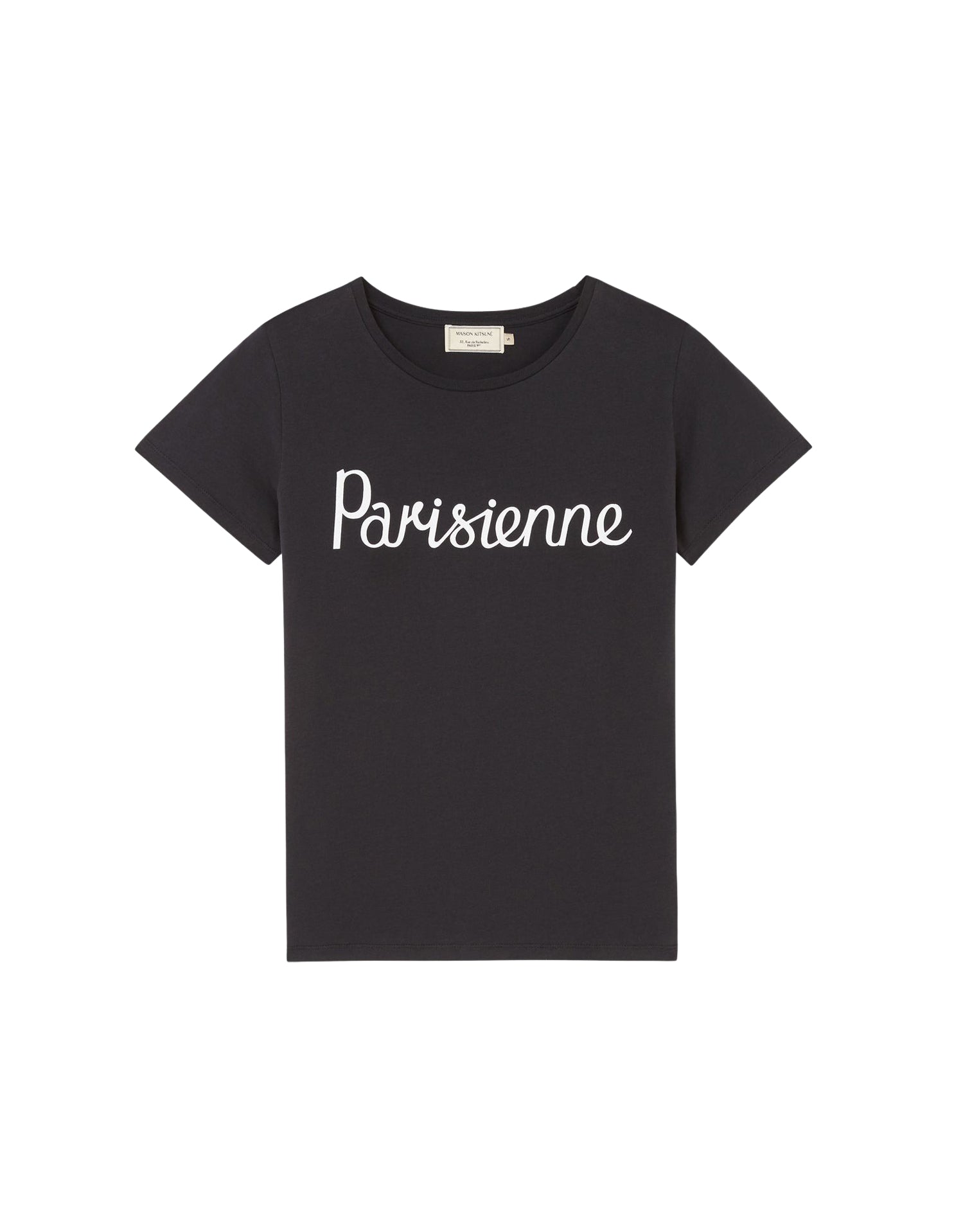 T-shirt à col rond avec inscription - Black