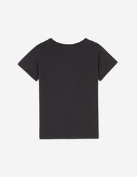 T-shirt à col rond avec inscription - Black