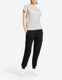 T-shirt à col rond avec inscription - Grey Melange