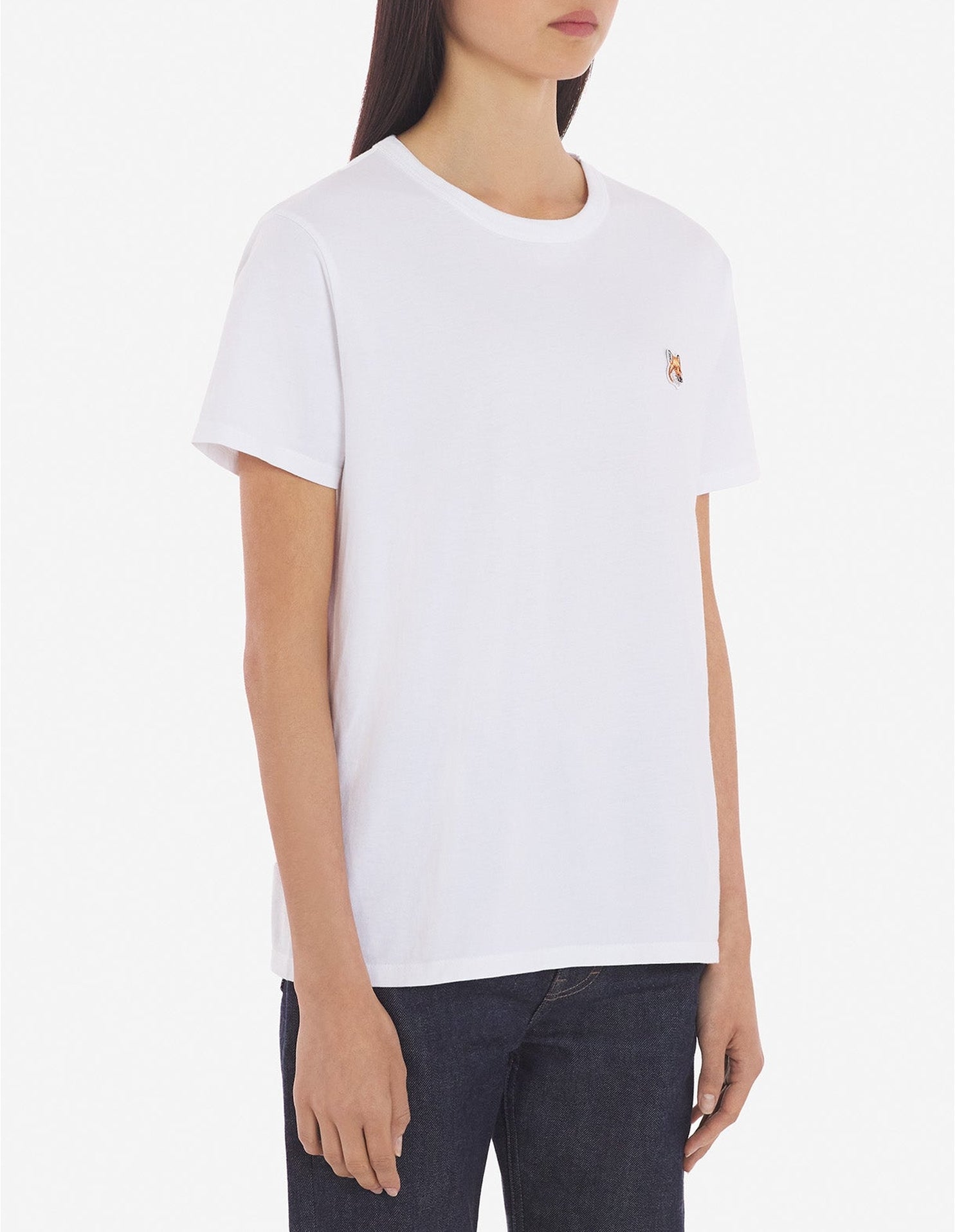 T-shirt à col rond avec écusson - White