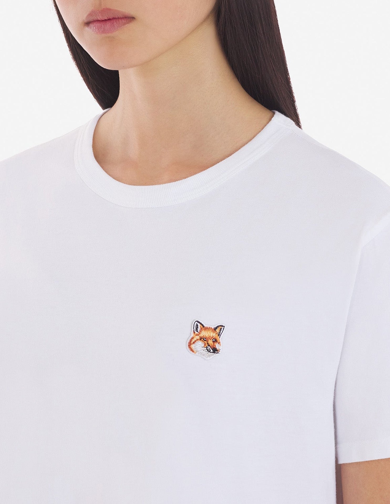 T-shirt à col rond avec écusson - White
