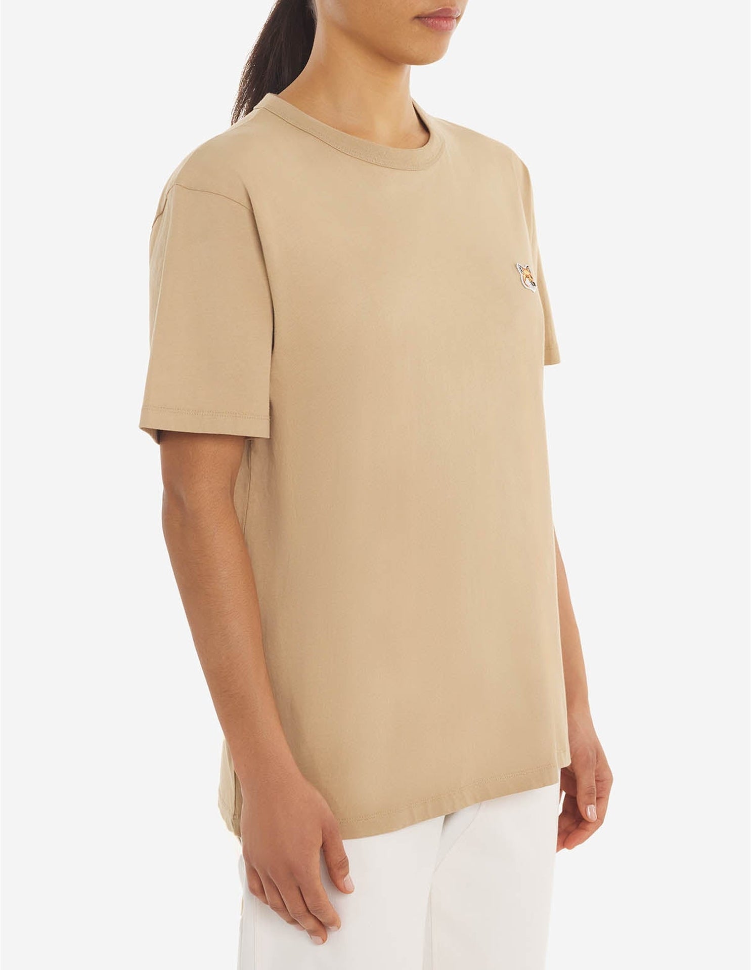 T-shirt à col rond avec écusson - Beige