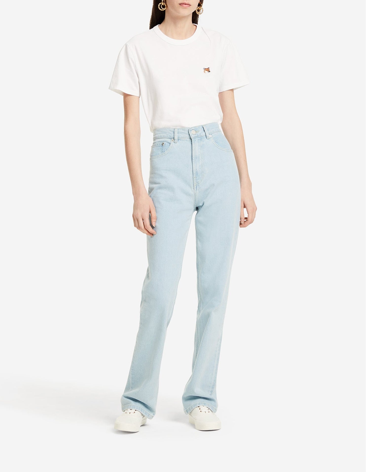 T-shirt à col rond avec écusson - White