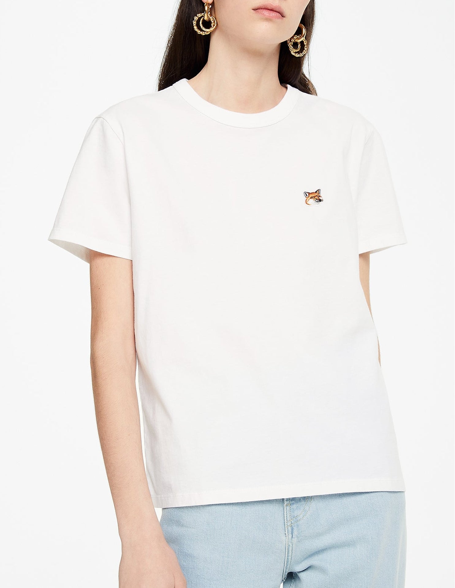 T-shirt à col rond avec écusson - White