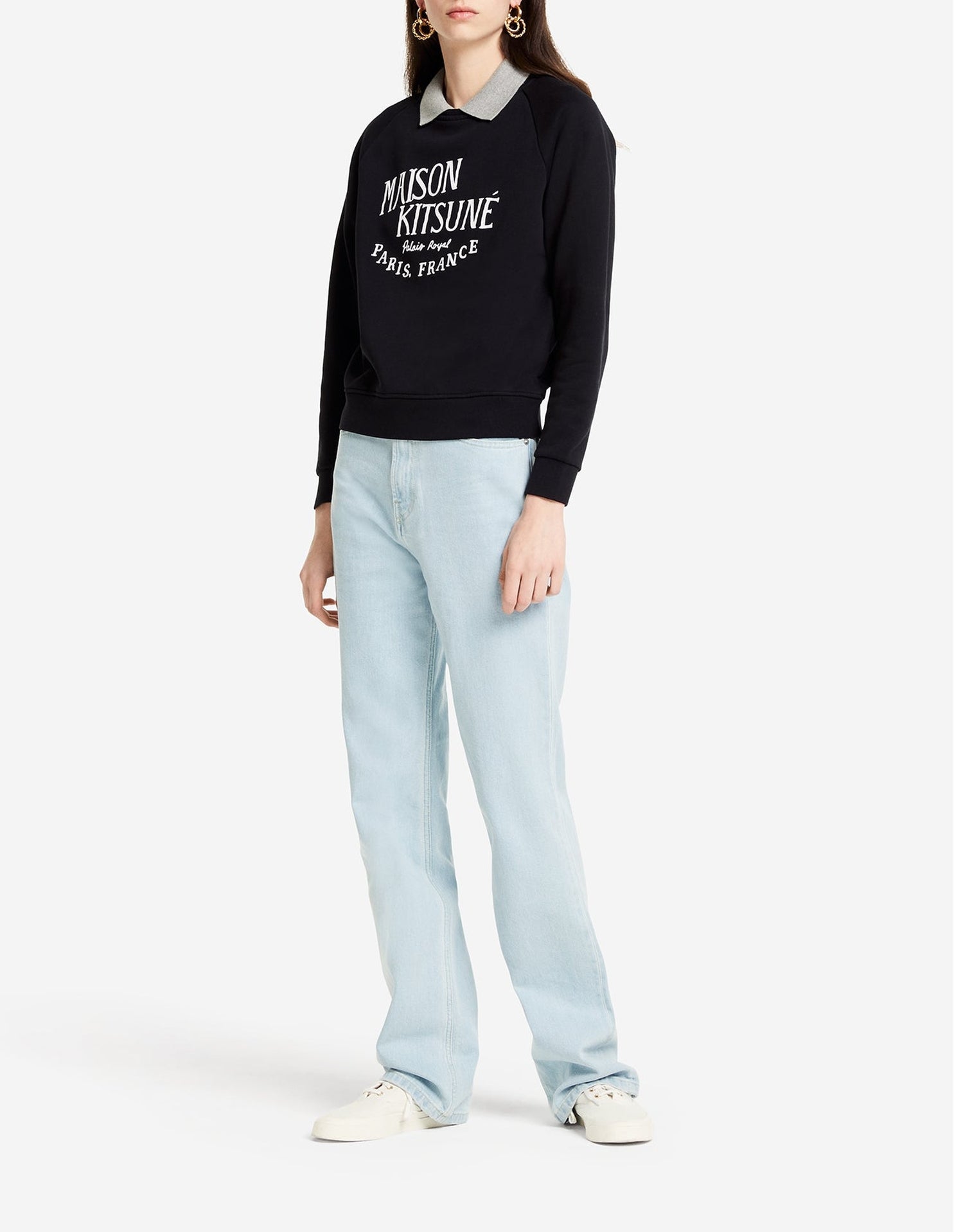 Sweatshirt à col rond Palais Royal avec inscription - Black