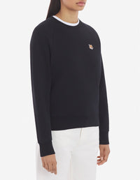 Sweatshirt à col rond ajusté avec écusson - Black