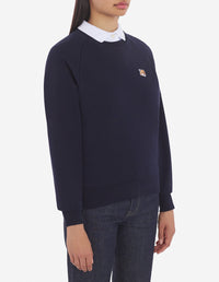 Sweatshirt à col rond ajusté avec écusson - Navy
