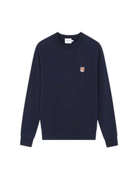 Sweatshirt à col rond ajusté avec écusson - Navy
