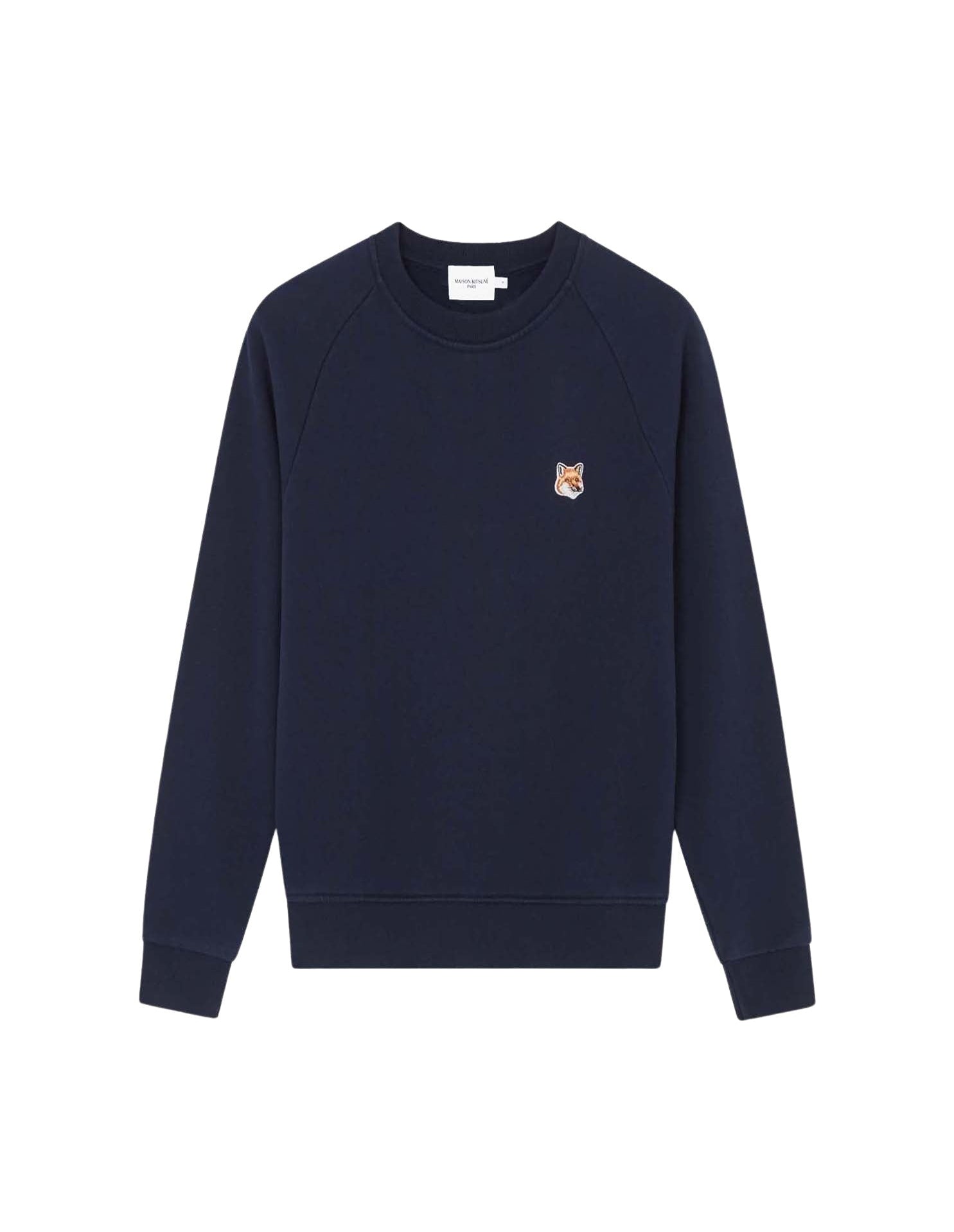 Sweatshirt à col rond ajusté avec écusson - Navy
