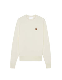 Sweatshirt à col rond ajusté avec écusson - Ecru