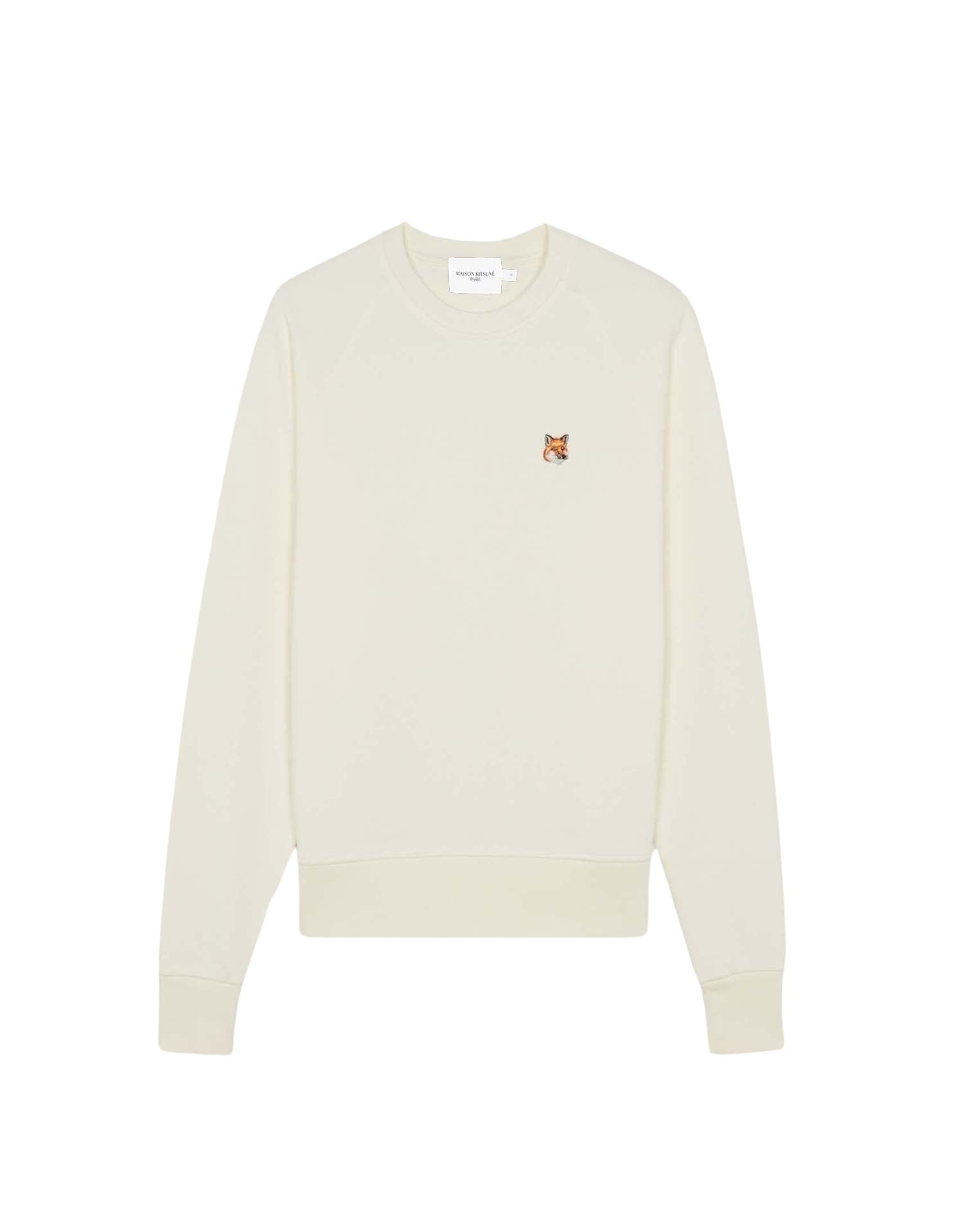Sweatshirt à col rond ajusté avec écusson - Ecru