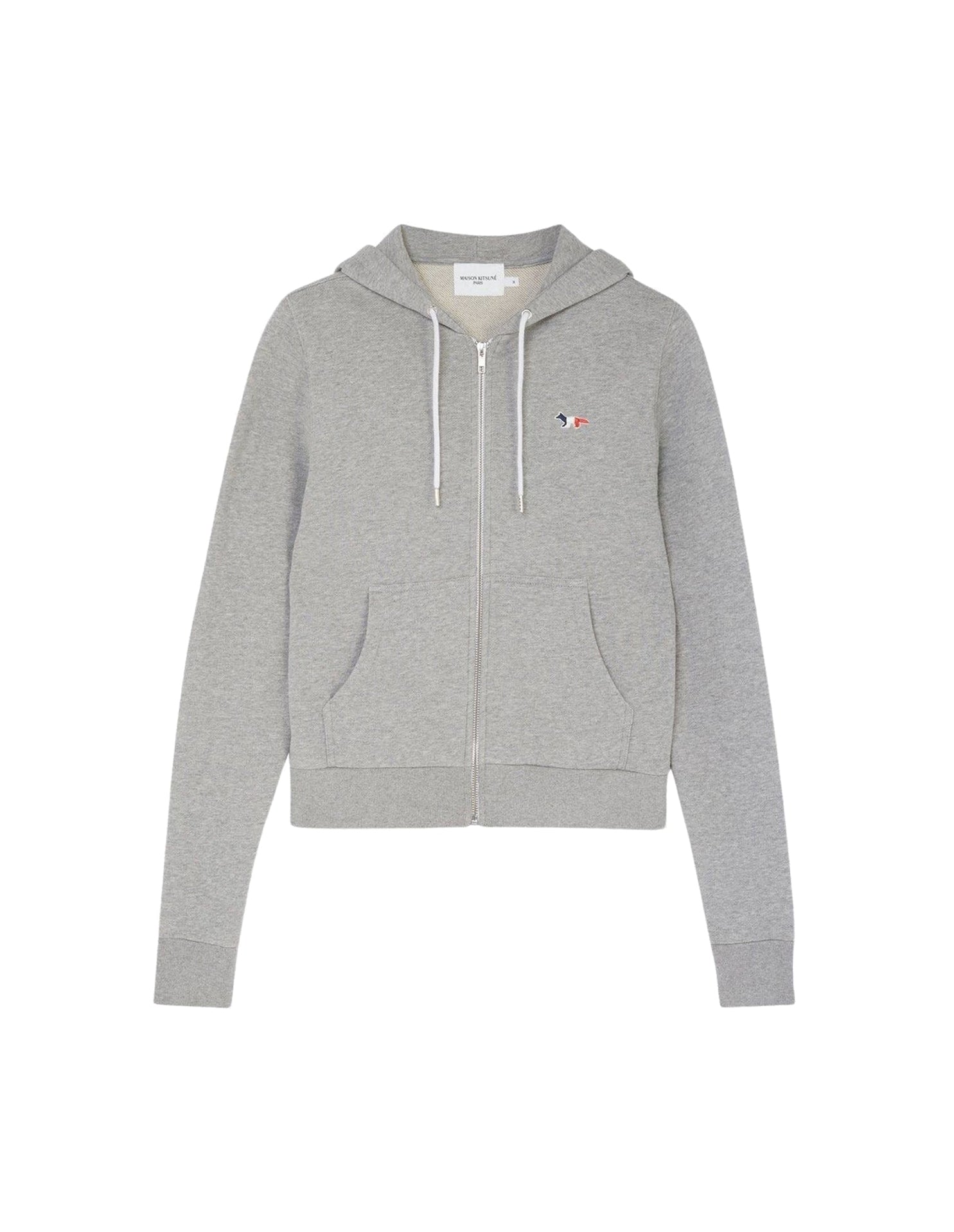 Sweat à capuche zippé avec écusson - Grey Melange