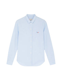 Chemise ajustée à col italien et manches longues - Light Blue