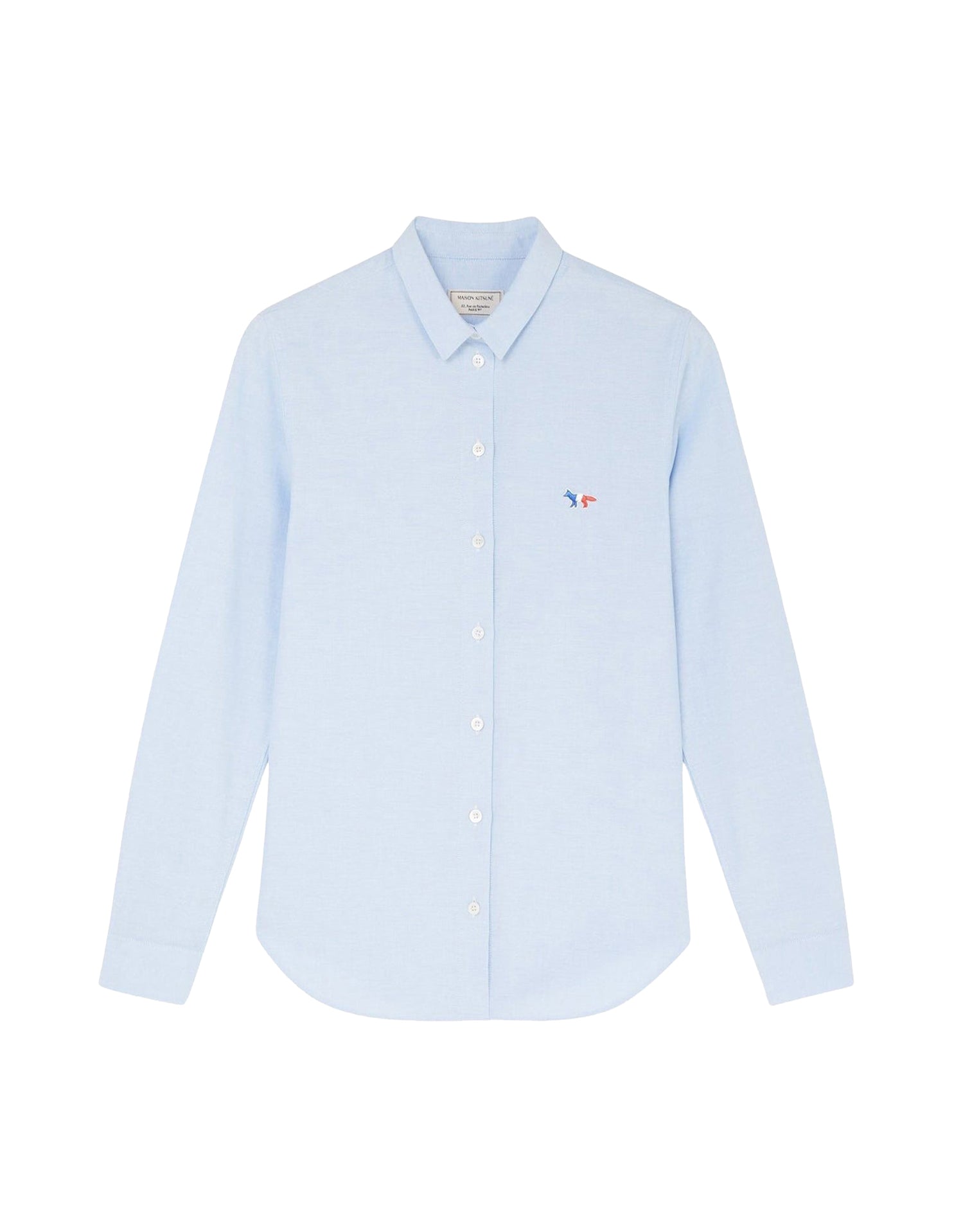 Chemise ajustée à col italien et manches longues - Light Blue