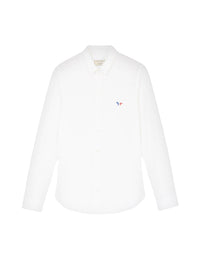 Chemise ajustée à col italien et manches longues - White