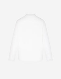 Chemise ajustée à col italien et manches longues - White