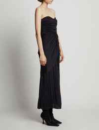Robe bustier froncée en jersey - Black