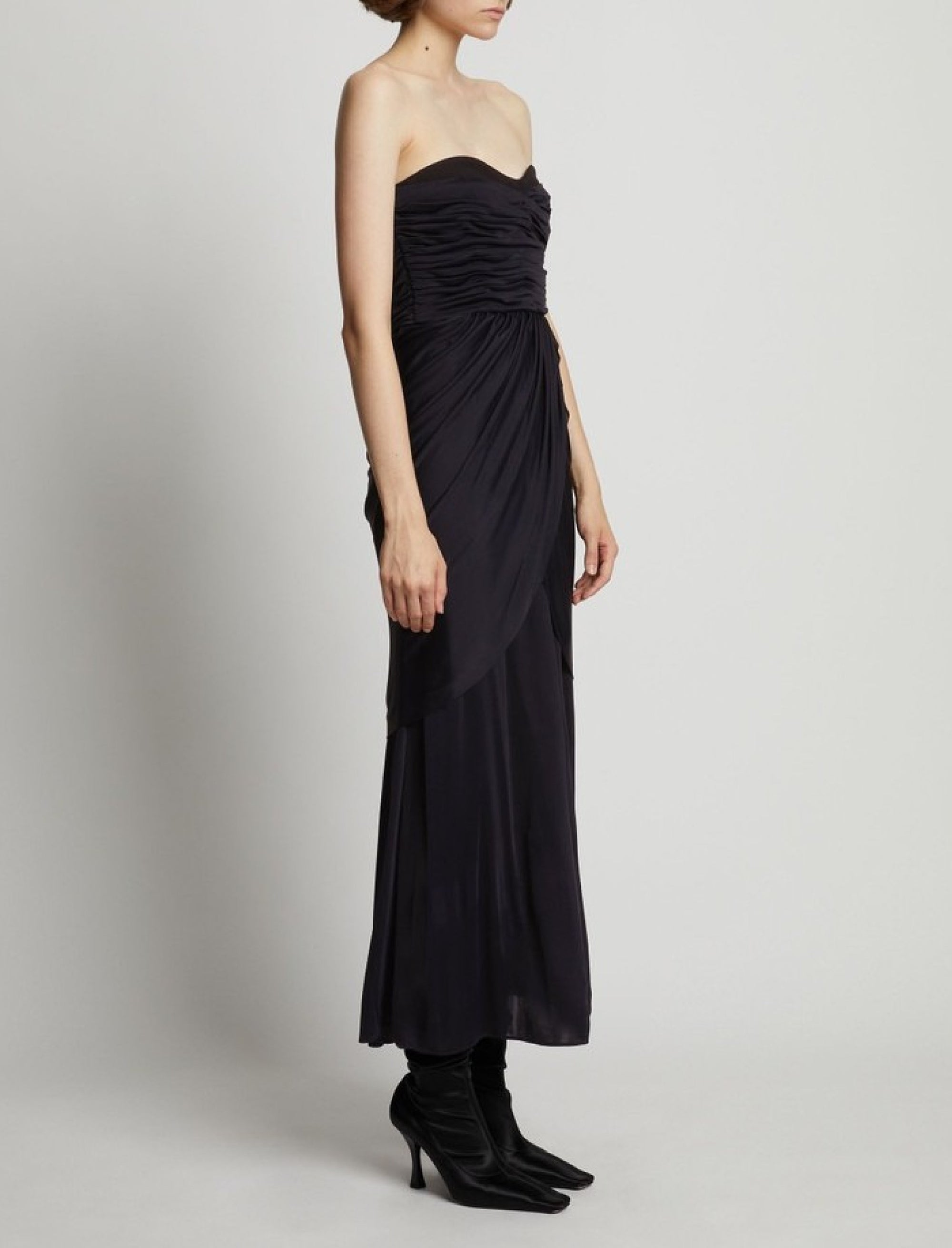 Robe bustier froncée en jersey - Black