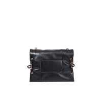 Grand sac à rabat Billie en cuir grainé - Noir