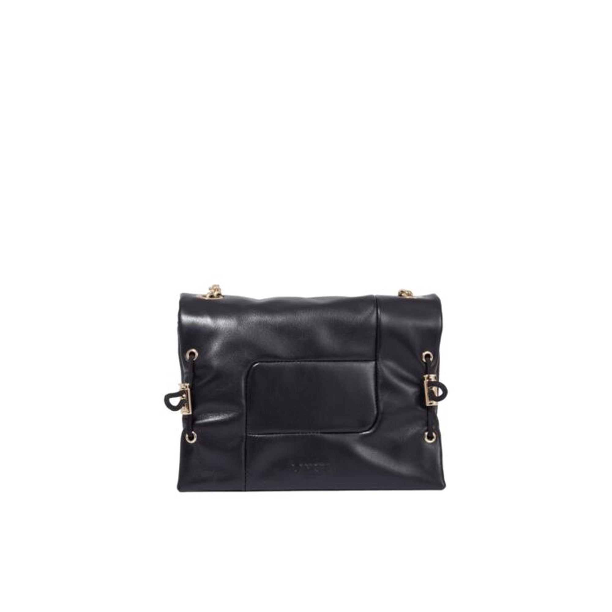 Grand sac à rabat Billie en cuir grainé - Noir