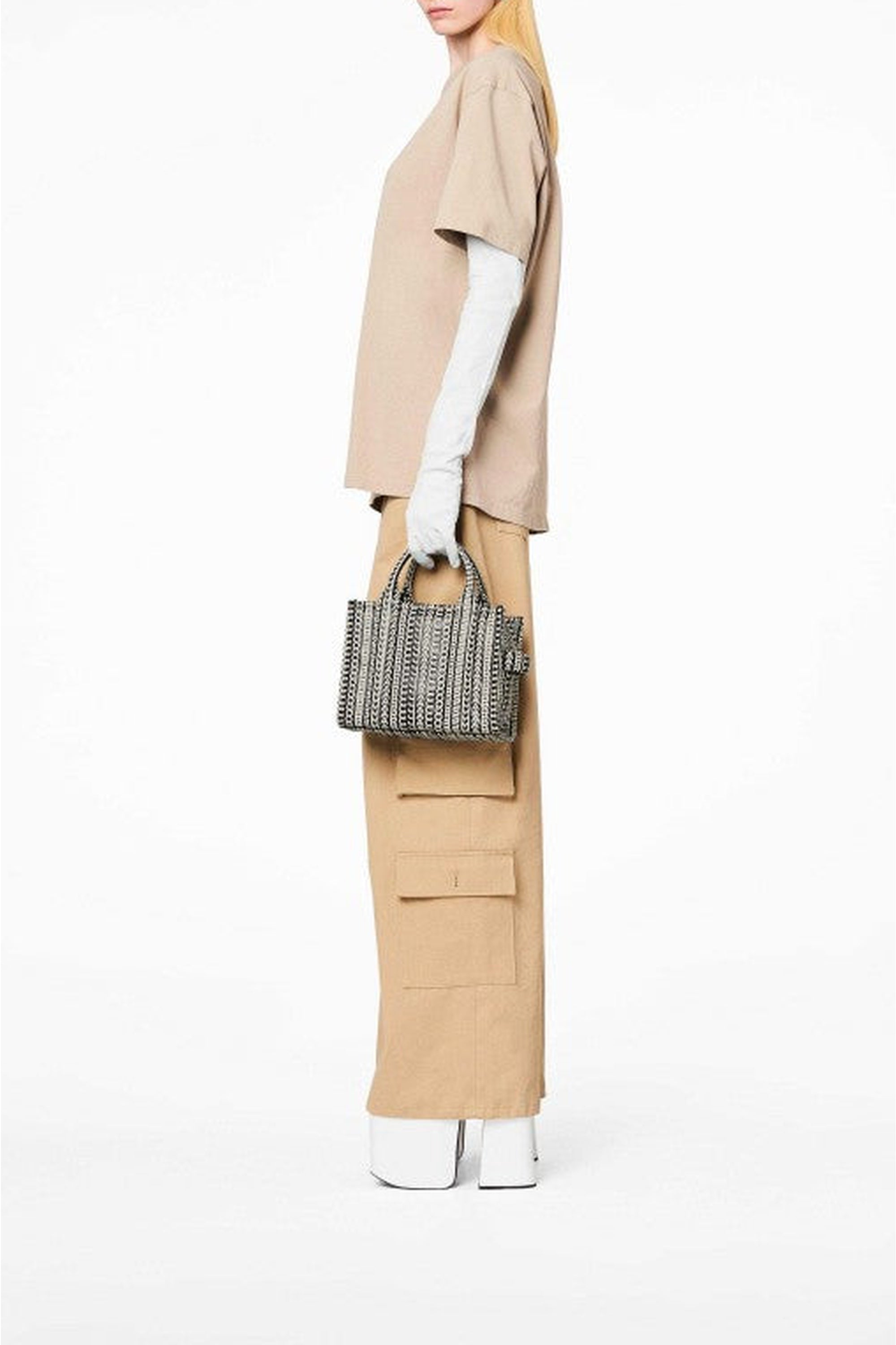 Petit sac à bandoulière The Tote Bag en cuir - Black & White