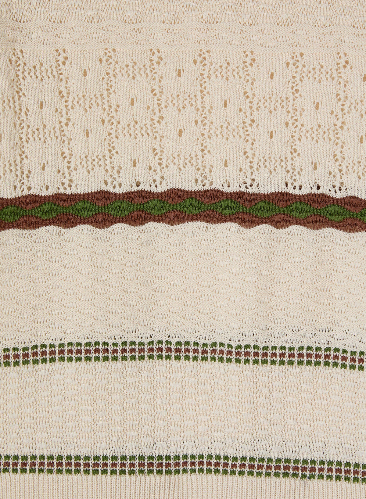 BUTTER, TOBACCO, GREEN MIX STITCH KNIT T-SHIRT