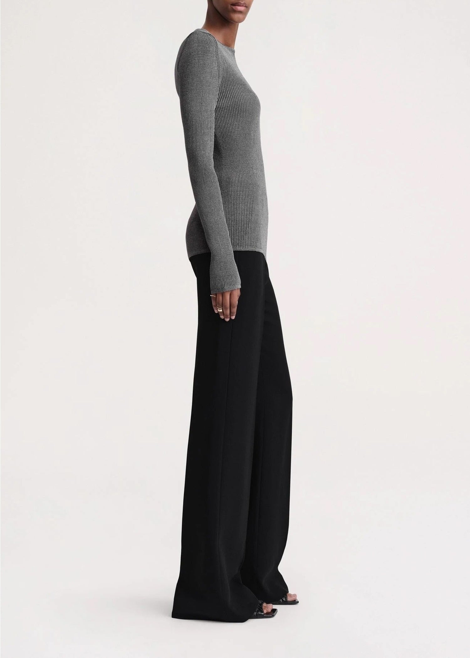 Pull côtelé en maille - Gun Metal