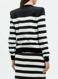 Cardigan en jersey court rayé - Noir & Blanc
