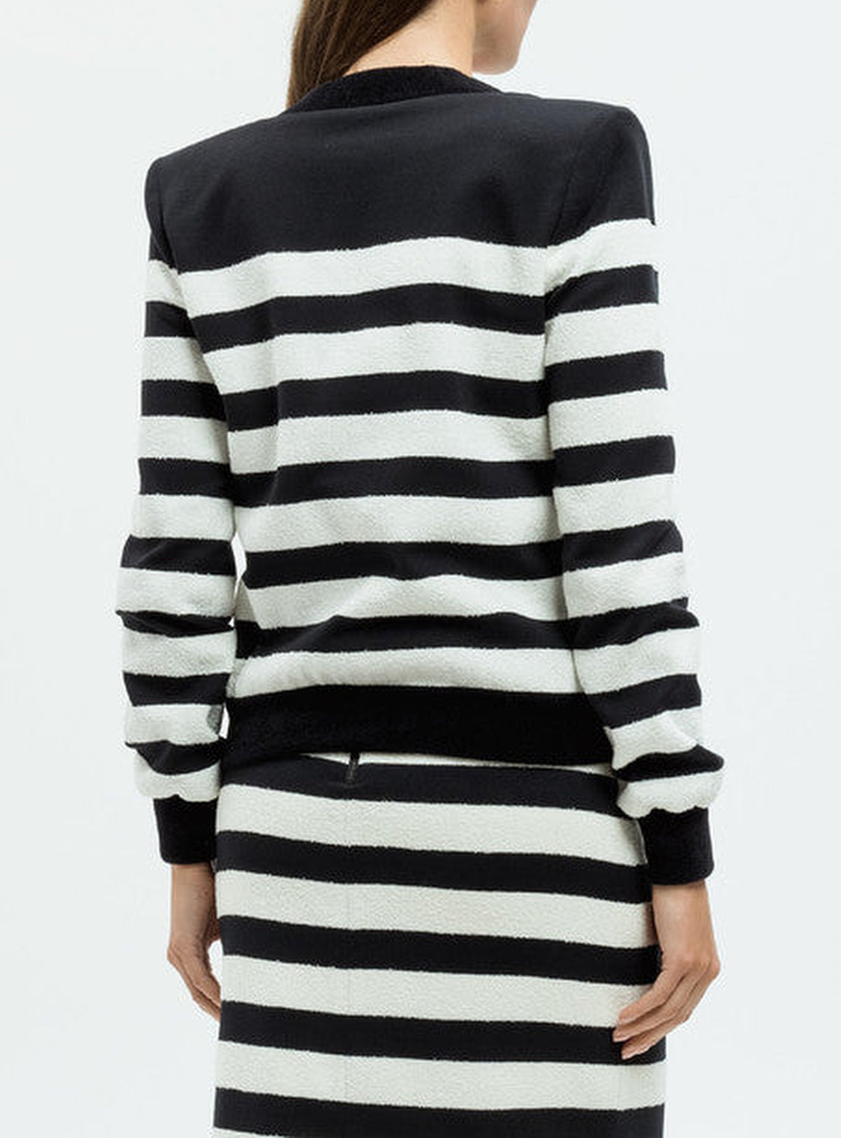 Cardigan en jersey court rayé - Noir & Blanc