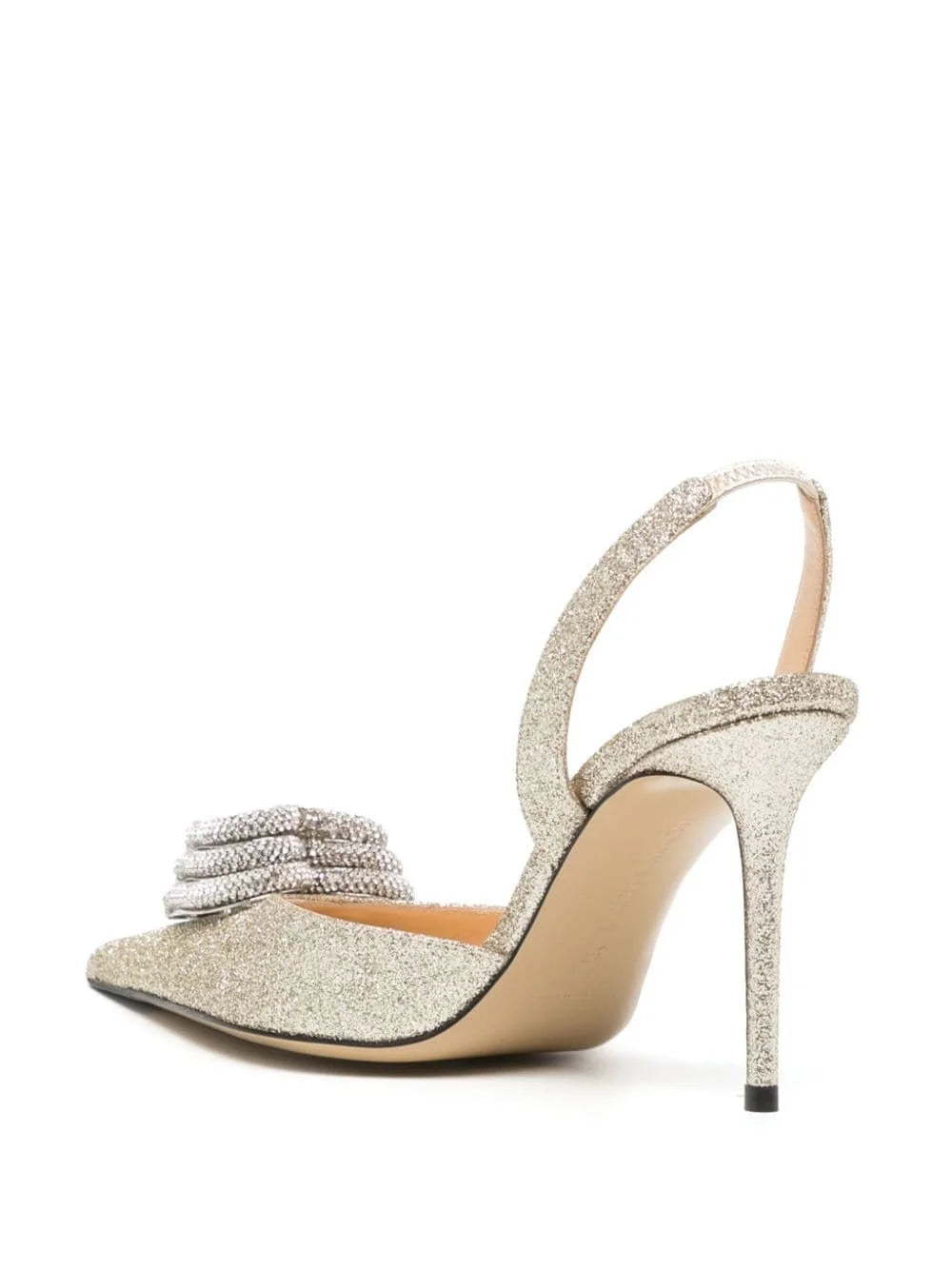Triple Heart 95 glitter and rhinestone slingback - Champagne