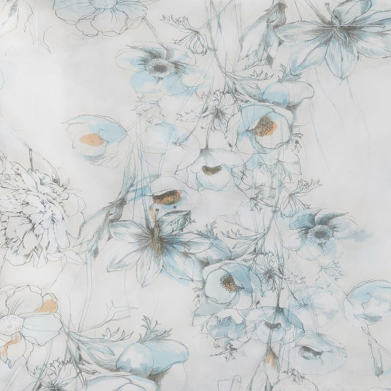 Esquisse pillow case in cotton voile - Turquoise & Sable