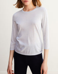 Pull ultrafin manches 3/4 en cachemire et soie - Beige Jupiter