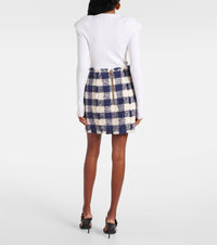 Jupe courte en tweed - Marine & Blanc